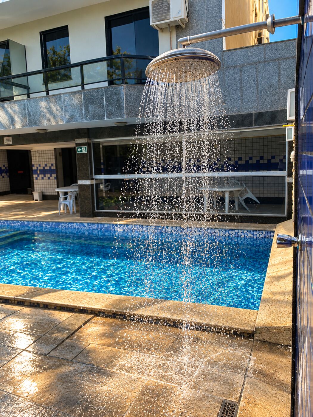 Ducha ao lado da piscina